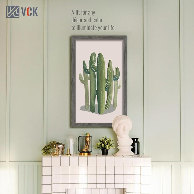 VCK 14x24 Frame 3 Pack, Gray Solid Wood Picture Frame, Exclusive Wood Grain, Wall Gallery Frame-Ruum Studio Home