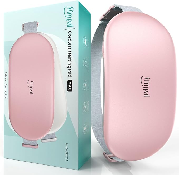Slimpal Heating Pad for Period Cramps and Back Pain, FSA HSA Eligible, Plus-Sized Electric Heat Pad Portable Menstrual Heat Belt Pain Relief, 3 Timer Auto Off, Gifts for Her Women Girl Wife, Pink-Ruum Studio Home