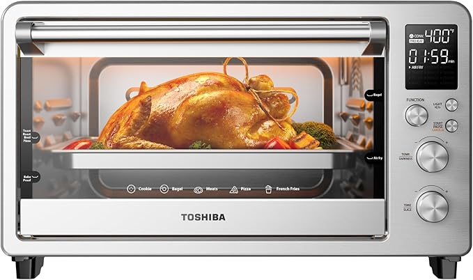 TOSHIBA ChefFry Air Fryer Toaster Oven Combo, 26.4 QT Large Capacity, 12-in-1 Countertop Toaster Oven, Stainless Steel-Ruum Studio Home
