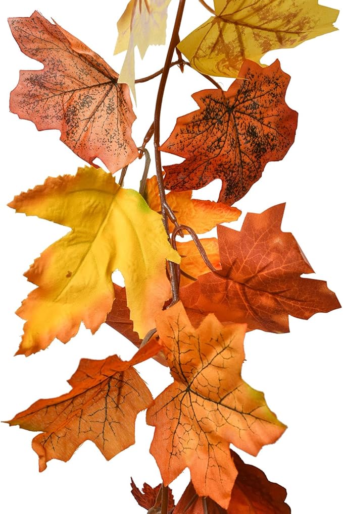 Lvydec 2 Pack Maple Leaves Fall Garland Clearance - 5.9ft/Strand Artificial Fall Foliage Garland Colorful Autumn Leaves Decoration for Home Wedding Party Halloween Thanksgiving-Ruum Studio Home