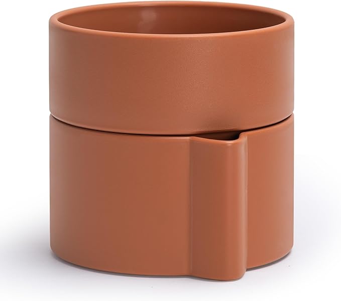 8 Inch Self-Watering Planter Pot with Terracotta Insert, Deep Water Reservoir, and Ceramic-Alike BPA-Free Plastic Planter Pot for Plant, Modern Planter for Houseplants, Terracotta, 53-A-T-3-Ruum Studio Home