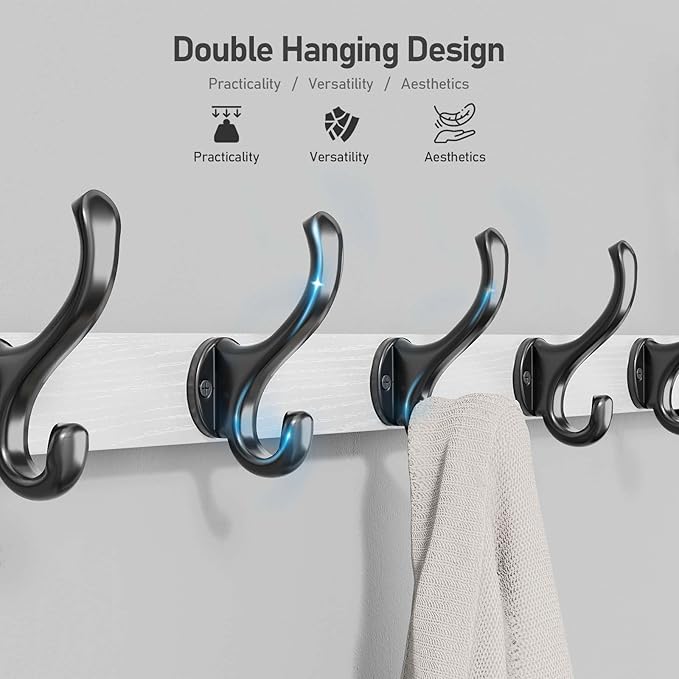 Tatub 29" Coat Rack Wall Mount with Shelf, Entryway Wall Hooks with Shelf, Coat Hangers for Bathroom, Living Room, Bedroom, Rustic White-Ruum Studio Home