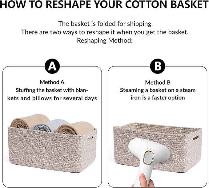 Large Storage Baskets for Shelves, Closet Organizers Bins for Clothes Blanket Towels, Baby Nursery, Toy Baskets Box, Woven Rope Baskets, 17 x 13 x 7.5”, 2 Packs Mixed Brown-Ruum Studio Home