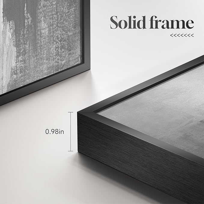 Framed Extra Large Black and White Abstract Canvas Wall Art, Modern Minimalist Horizontal Prints Painting Artwork for Walls, Black Grey Pictures Wall Decor for Living Room Hallway Bedroom Office 30x60 In-Ruum Studio Home