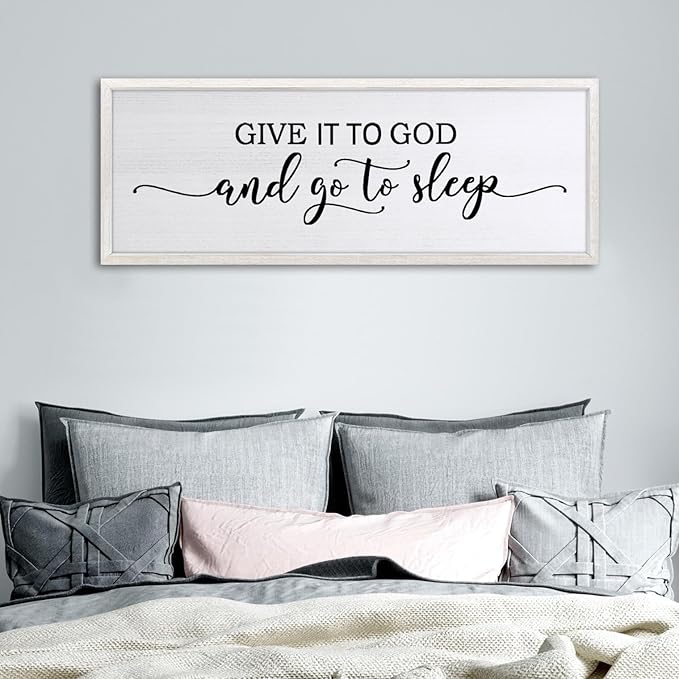 Sweet Dreams Above Bed Wall Decor Art 24"X10" Master Bedroom Over Bed Wall Wood Framed Sign (White)-Ruum Studio Home