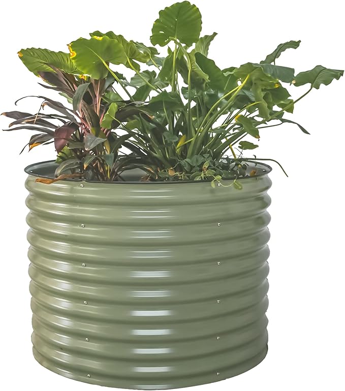 Vego garden 32" Tall 42" Round Raised Garden Bed Raised Bed Planter Box for Vegetables Flowers Patio-Olive Green-Ruum Studio Home