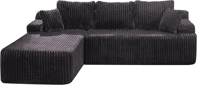 Hobestluk Modular Sectional Sofa Couches 108" L-Shape Couch 3 Seat Modular Sofa Memory Foam Sectional Couches for Living Room, Boneless Couch with Oversized Chaise (Grey, Left Facing)-Ruum Studio Home