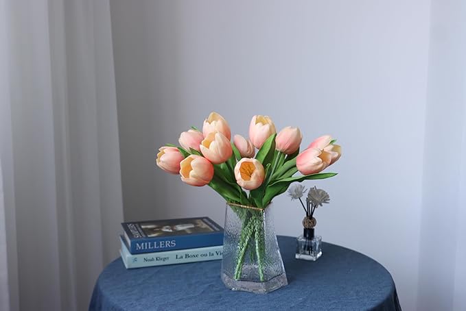 Buart Coral Pink Flowers Artificial Luxury Big Tulip Valentine's Day Mother's Day Easter Home Kitchen Wedding Decorations(11pcs)-Ruum Studio Home
