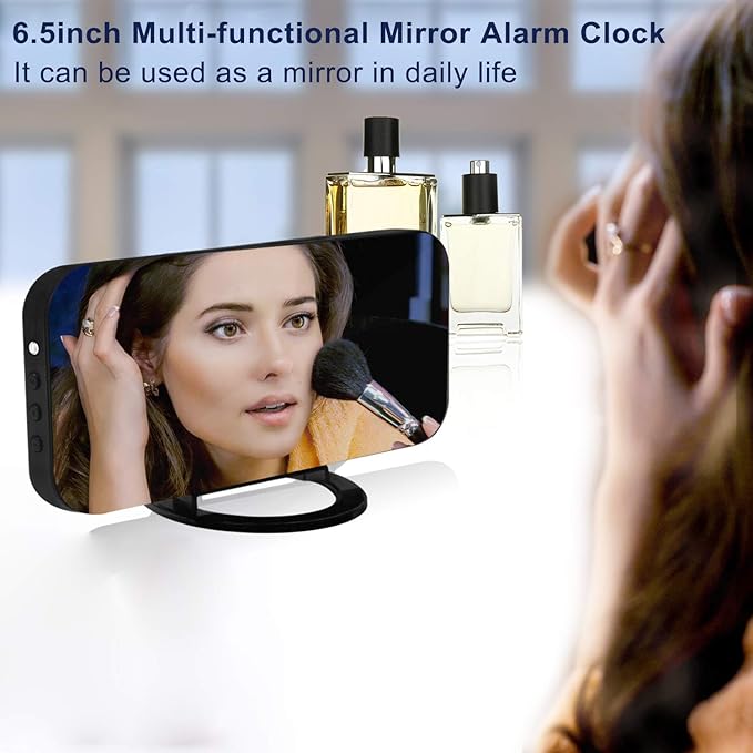 Digital Clock Large Display, LED Alarm Electric Clocks Mirror Surface for Makeup with Diming Mode, 3 Levels Brightness, Dual USB Ports Modern Decoration for Home Bedroom Decor-Black-Ruum Studio Home
