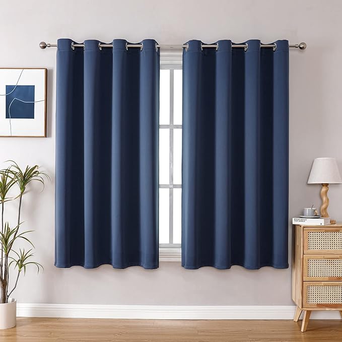ChrisDowa Grommet Blackout Curtains for Bedroom and Living Room - 2 Panels Set Thermal Insulated Room Darkening Curtains (Stone Blue, 52W x 54L)-Ruum Studio Home