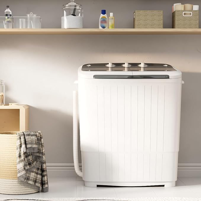 Pataku Portable Washing Machine, 17.6 Lbs Compact Mini Washer and Dryer Combo,Twin Tub Laundry Washer with Spin Cycle, Soaking Function Ideal for Apartment, Dorms, RVs Camping, Grey-Ruum Studio Home