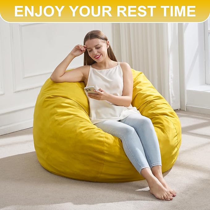 Hobestluk 3FT Bean Bag Chair Giant Bean Bag Chairs for Adults Large Bean Chairs with Removable Cover, Beanbag Chair with Filler, Adult Bean Bag Chairs for Living Room, Bedroom-Ruum Studio Home