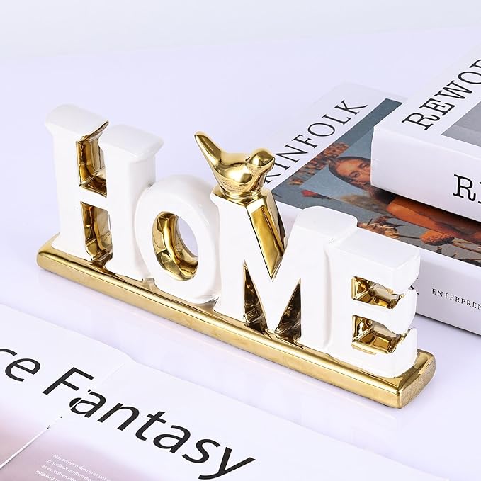 XMGZQ White and Gold Decor for Living Room Bedroom Bookshelf Coffe Table, Home Sign Aesthetic Statues Boho Wedding Accents Decorations, Knick Knacks Home Decor for Shelves,Living Room,Bedroom,Desktop-Ruum Studio Home