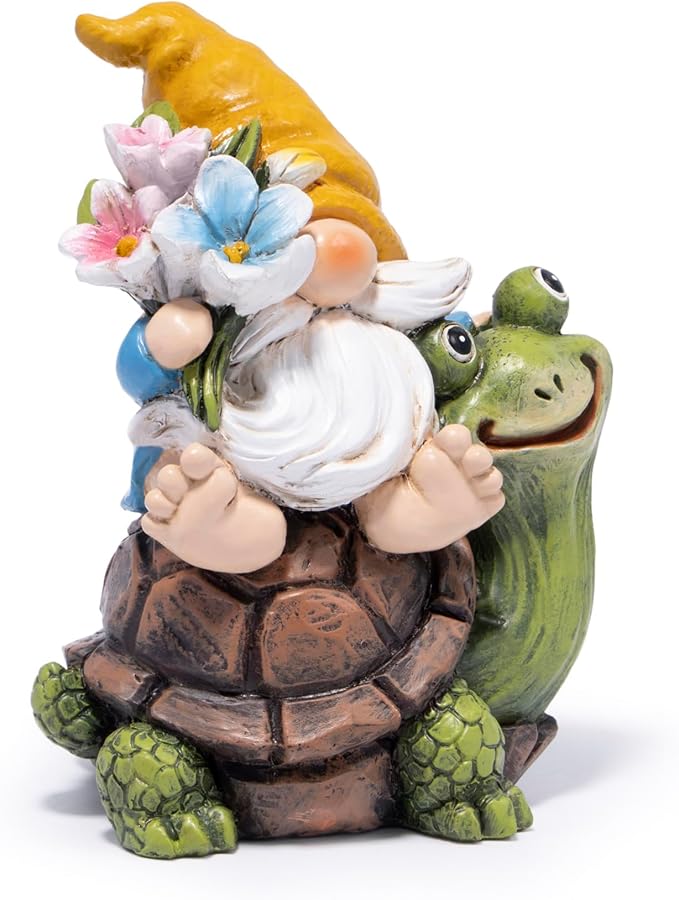 Hodao Spring Garden Gnome Decoration Flower Animal Ornaments Decor Gifts Spring Gnomes for Garden Decorations Summer Elf Figurine Gifts for Mom Outdoor Decor (Yellow)-Ruum Studio Home