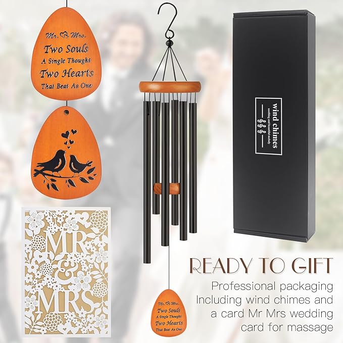 Wedding Gifts for Couple 2025,Married Gifts for Newlywed Mr. and Mrs. Wind Charms,Wedding Wind Chime,Engagement Gift idea for Couple Home-Ruum Studio Home