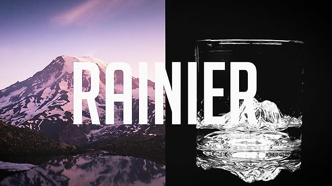 Mount Rainier Heavy Crystal Whiskey Glasses Gift Set of 2, Thick Freezable Bourbon Glass 1lb Each, Premium Whiskey Gifts for Men, Frozen Crystal Chills Cocktails, 10 oz-Ruum Studio Home