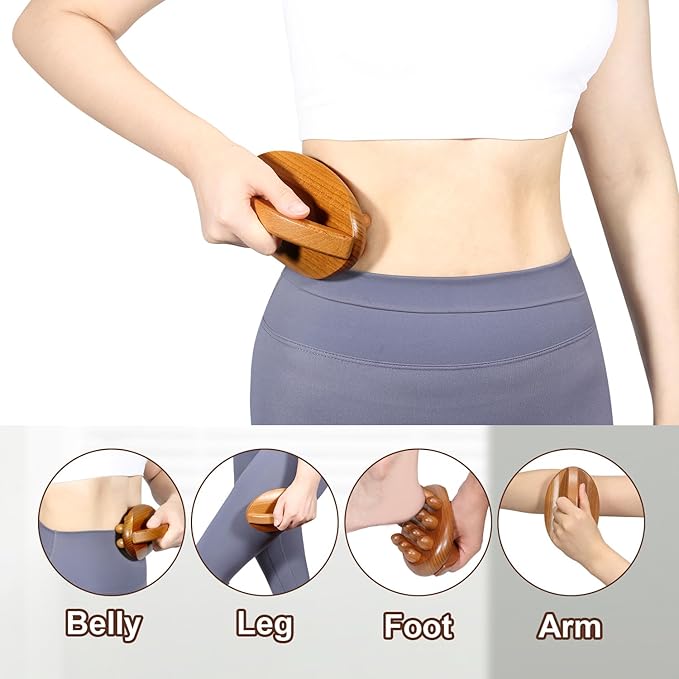 Wood Therapy Fascia Release Massage Tools, Manual Trigger Point Lymphatic Drainage Cellulite Massager, Wooden Massage Brush Gua Sha Body Sculpting Tool, Pain Relief and Body Shaping-Ruum Studio Home