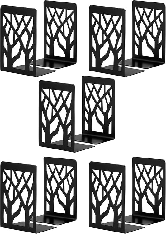 Book Ends, Bookends, Bookends for Shelves, Bookend, Book Ends for Heavy Books, Black Metal Book Shelf Holder Home Decorative, Book Stoppers for Shelves, Bookend Supports 5 Pair-Ruum Studio Home