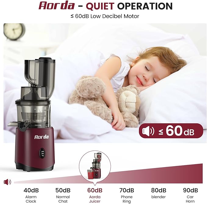 Masticating Cold Press Juicer Machines: 200W Pure Slow Juicer With Quiet Motor For Vegetable And Fruit Easy To Clean, Red-Ruum Studio Home