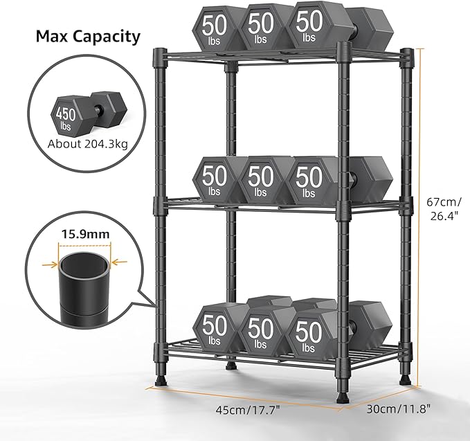 450 lbs Steel Storage Shelving 3-Tier Utility Shelving Unit Steel Organizer Wire Rack for Home,Kitchen,Office (11.8" D x 17.7" W x 26.3" H)-Ruum Studio Home
