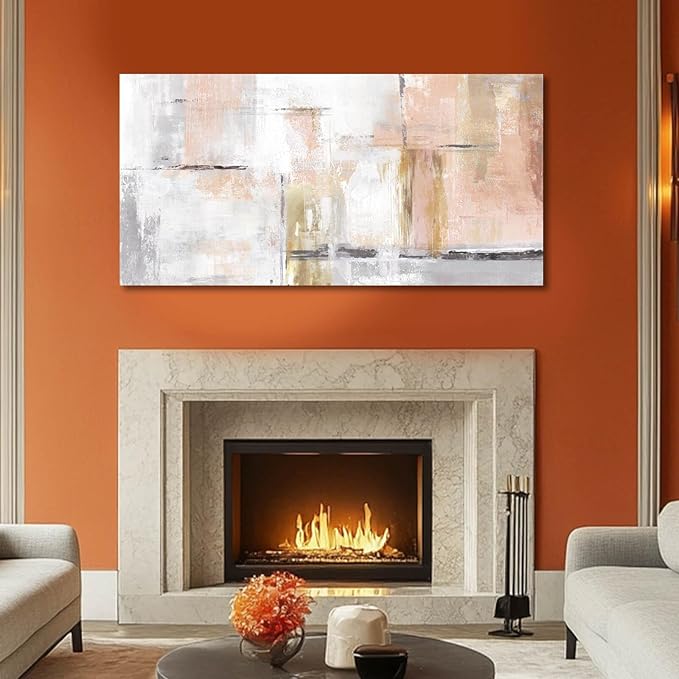 Gold Abstract Wall Art Decor Minimalist Oil Paintings 24"x48" Canvas Wall Art for Living Room Modern Framed Pictures for Wall Home Office for Women Ready to Hang-Ruum Studio Home