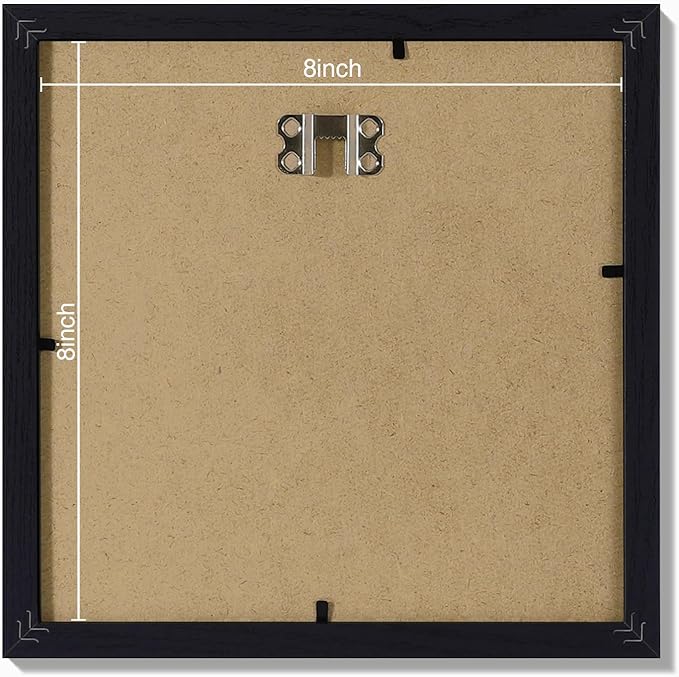 Vittanly 8x8 Picture Frames Set of 9, Shatter Resistant Plexiglass, Display 4x4 Pictures with Mat or 8x8 without Mat, Photo Frames for Wall Mount, Engineered Wood, Black-Ruum Studio Home