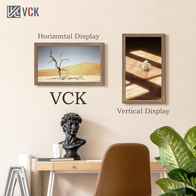 VCK 14x24 Frame Set of 3 - Brown Walnut, Natural Textured Solid Wood Picture Poster Frame, Wall Gallery Frame-Ruum Studio Home