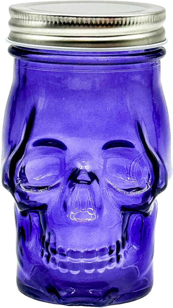 Generic 14 oz Colorful Skull Glass Mason Jar – Mix & Match 7 Vibrant Colors, Large & Durable! (Purple)-Ruum Studio Home