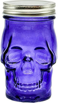 Generic 14 oz Colorful Skull Glass Mason Jar – Mix & Match 7 Vibrant Colors, Large & Durable! (Purple)-Ruum Studio Home