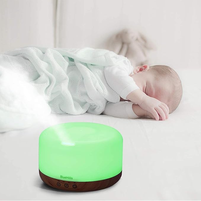 BlueHills Premium 1000 ML XL Essential Oil Diffuser Aromatherapy Humidifier with Remote Timer for Large Room Home 18 Hour Run Huge Coverage Area 1 Liter Mood Light Extra Large Capacity Wood Grain D004-Ruum Studio Home