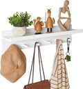 Wood Coat Hook with Wall-Mounted Shelf,23.62in Entryway Wall Hanging Shelf,for Bathroom, Kitchen,Coat Towel Key Organizer White YD-WS0260W-Ruum Studio Home