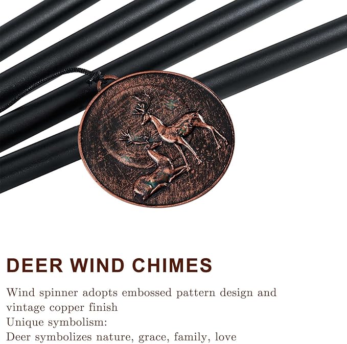 Wind Chimes for Outside, Deer Deep Tone Vintage Wind Chime Outdoor Clearance, Sympathy/Memorial/Festivals/Birthday Gift for Mom Dad Grandma, Home Garden Patio Decor (32" Deer)-Ruum Studio Home