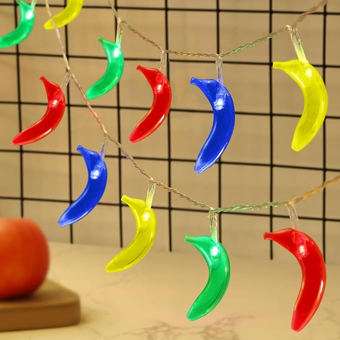 Couah [ 8 Modes & Timer ] Tropical Fruit Banana String Lights, 16 FT Summer String Lights with 30LED Banana Lights, Summer Fairy Lights Battery Operated for Tropical Beach Party Birthday Summer Decor-Ruum Studio Home