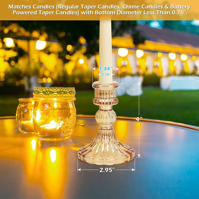 Candlestick Holders Set, 4" H Taper Candle Holders Bulk, 12Pcs Gold Glass Candle Holders for Wedding, Festival, Party & Windowsill Decor-Ruum Studio Home