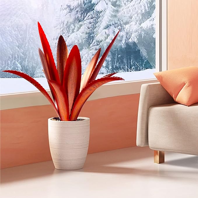 TOMBABY Enlarge Thickened Wind Resistant Metal Agave Garden Art Metal Plant Country Garden Sculpture Statue Outdoor Decoration Agave Metal Plant Courtyard Garden Lawn Ornament Gift (1, 12 Leaves red)-Ruum Studio Home