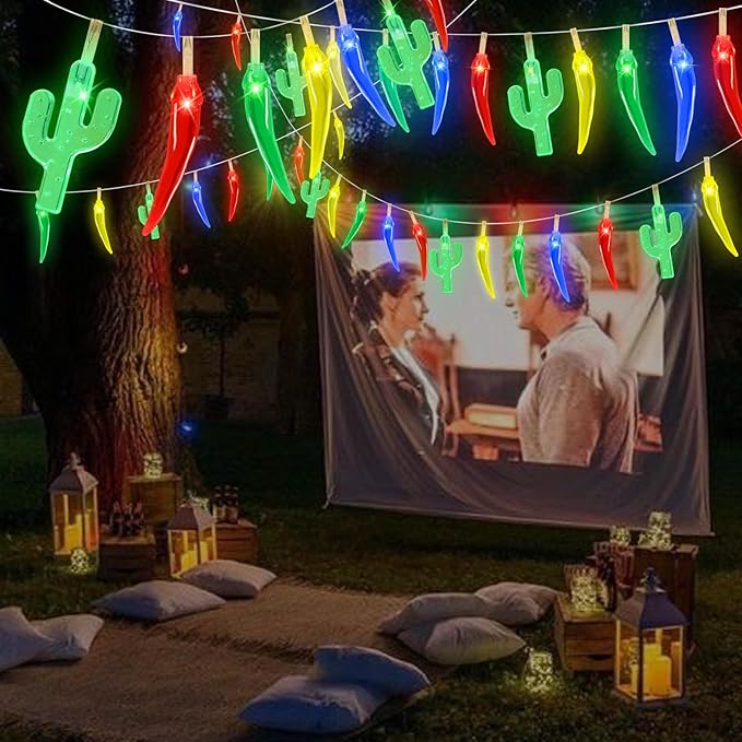 21FT [ 8 Modes & Timer ] Chili Pepper String Lights 40LED Fairy Lights Battery Operated for Indoor Outdoor Garden Pool Birthday Mexican Party Wedding Christmas Summer Tropical Decor-Ruum Studio Home