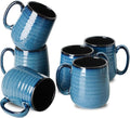 Hasense Porcelain Coffee Mugs Set of 6, 15 Ounce Large Ceramic Coffee Cups Set with Handle for Latte, Tea, Cocoa and Hot Chocolate, Blue Coffee Mugs for Men and Women, Microwave Safe-Ruum Studio Home