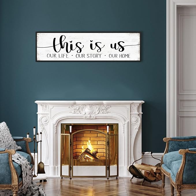 This Is Us Sign Wall Decor: Family Signs for Home Decor Living Room Wall Art Framed 16"x48"Large Farmhouse Rustic Home Sign Wall Decor Above Bed,Country Wall Plaques Hanging Master Bedroom Decor-Ruum Studio Home
