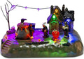 Halloween Village Witch Cauldron Bubble Figurine with Lit House Spooky Town Indoor Decoration Accessories for Holiday Display, Battery Operated-Ruum Studio Home