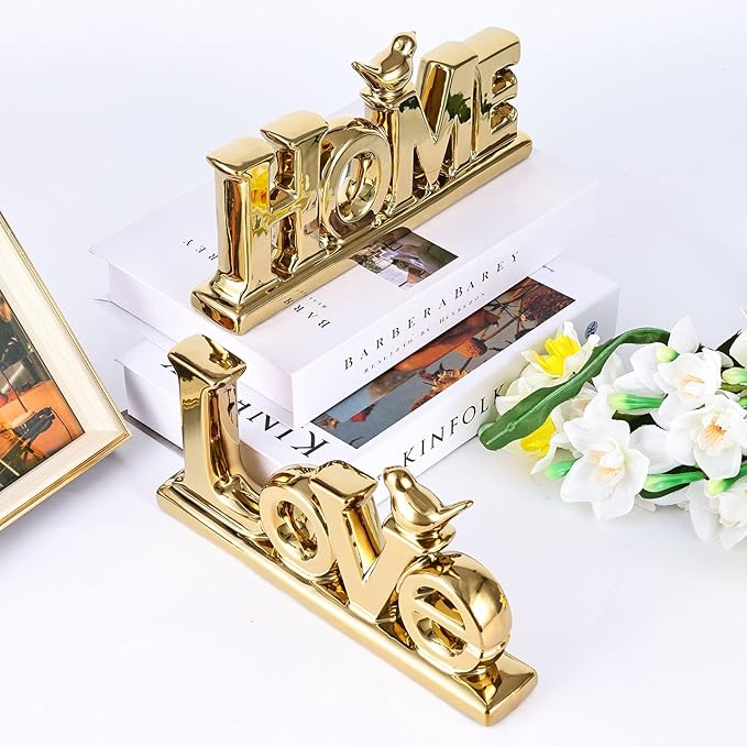 Love Sign Decoration - Gold Bird Sculpture Personalized Love Decor for Home, Living Room, Bedroom, Desktop & Cabinets-Ruum Studio Home
