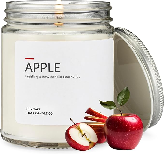 1OAK Soy Wax Scented Candles (Apple) - Soy Candles for Home Scented - Long Burning Premium - Hand-Poured (7oz)-Ruum Studio Home