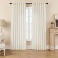 Joydeco Linen Curtains 2 Panel Set - Light Filtering, Ivory on Linen, 96 Inch for Living Room, Cream Drapes With Rod Pocket Back Tab (96" L x 37" W)-Ruum Studio Home