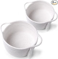 Empty Gift Basket Mini Woven Rope Organizer Baskets for Baby Shower, Vanity, Makeup, Bathroom, Tiny Toys, Desk - Small Decorative Storage Bins - Set of 2, Pre-Shaped, White-Ruum Studio Home
