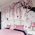Runtoo Large Cherry Blossom Tree Wall Decals Peel and Stick Pink Floral Wall Art Stickers for Living Room Bedroom Nursery Flower Decor-Ruum Studio Home