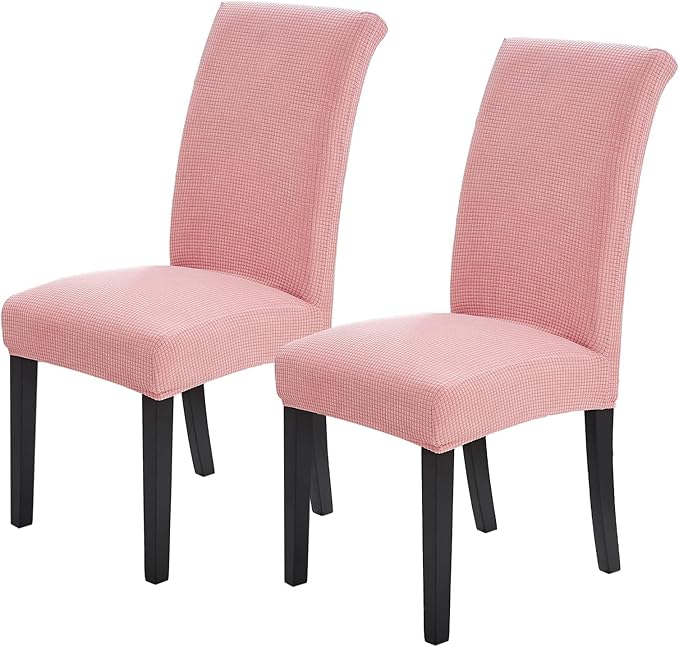 Joccun Chair Covers for Dining Room Set of 2,Dining Chair Slipcovers Stretch Dining Room Chair Covers Seat Protector,Washable Parsons Chair Cover for Home,Banquet(Dusty Pink,2 Pack)-Ruum Studio Home