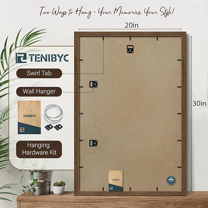 20x30 Poster Frame 3 Pack - Brown Woodgrain, Wood Picture Frame, Wall Gallery Frame - Wall Hanging-Ruum Studio Home