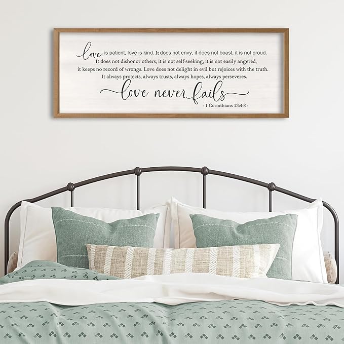 Love Is Patient Love Is Kind Wall Decor Art 32×12 Inch (Wood)-Ruum Studio Home
