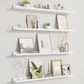Picture Ledge Shelf for Wall, Floating Shelves Set of 4, 36 Inch Long Nursery Book Shelves for Toys Storage, Kids Bookshelf Wall Mounted for Books Photo Frames, White-Ruum Studio Home