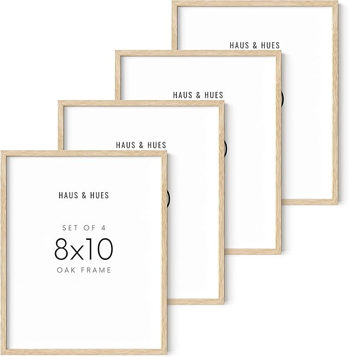 HAUS AND HUES 8"x10" Beige Oak Wood Picture Frame Set of 4-8x10 Wood Picture Frame, 8x10 Frames 4 Pack, 8x10 Poster Frame, 8x10 Frame Wood, 8 by 10 Picture Frames, Set of 4 Frames 8x10 Frame Only-Ruum Studio Home