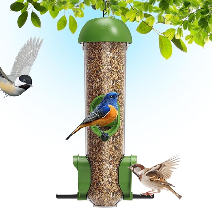 LONA Bird Feeders for Outdoors, Tube Feeder Weatherproof with Multiple Hanging Methods, Wild Bird Feeding Silo for Outside, 3 Port-Ruum Studio Home